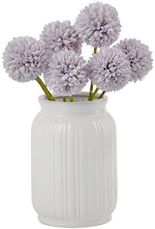 cn-Knight 24pcs Künstliche Pompons 29cm Bommel Chrysanthemen,für Hochzeit,Braut Blumenstrauß DIY,Heimdekoration,Tafelaufsätze,Grau