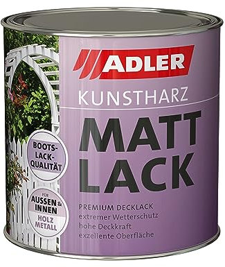 ADLER Kunstharz Mattlack Rot, RAL3020 Verkehrsrot 375 ml - Lack matt, geruchsarm gute Wetterbeständigkeit und hohe Deckkraft - Kunstharzlack in Bootslack Qualität