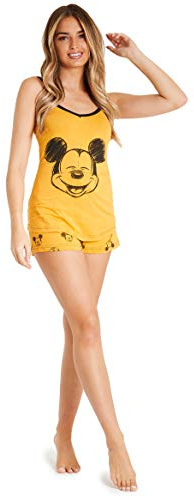 Disney Pyjama Short Femme, Ensemble de Pyjama Court, Pyjashort en Coton, Vêtements de Nuit Femme Fille Ado S-XL Stitch, Mickey, Minnie, Bourriquet