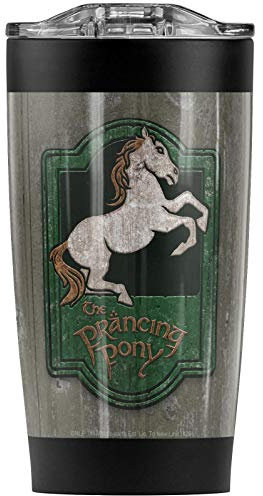 Le Seigneur des Anneaux Le Prancing Pony Gobelet de voyage isotherme à double paroi avec couvercle coulissant anti-fuite Idéal pour le café/les boissons chaudes et les boissons froides 590 ml