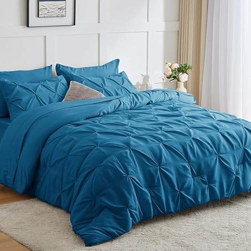 Alford Alexander Pin Tuck - Set di biancheria da letto con copripiumino double-face, con federe coordinate, 200 x 200 cm, colore: foglia di tè