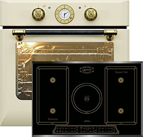 Kaiser Autark Four encastrable EH 6432 ElfBE Eco+KCT 7797 FI Em, rétro, électrique, tournebroche, 10 fonctions, fonction pizza + plaque à induction 77 cm, zone libre Power Booster