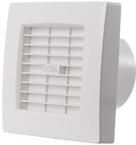 Steinberg14 Badlüfter Ø 100mm mit Automatischen Jalousie/Lamellen und Nachlauf-Timer - Weiß Ventilator für Bad WC Küche
