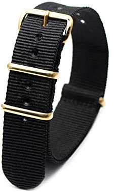 Uhrenarmband aus Nylon mit goldener Schnalle, Nylonstreifen, Uhrenzubehör, 18mm, 20mm, 22mm, 24mm