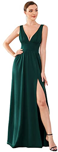 Ever-Pretty Vestiti da Cerimonia da Donna Alta Elasticità Scollo a V Linea ad A con Spacco Stile Impero