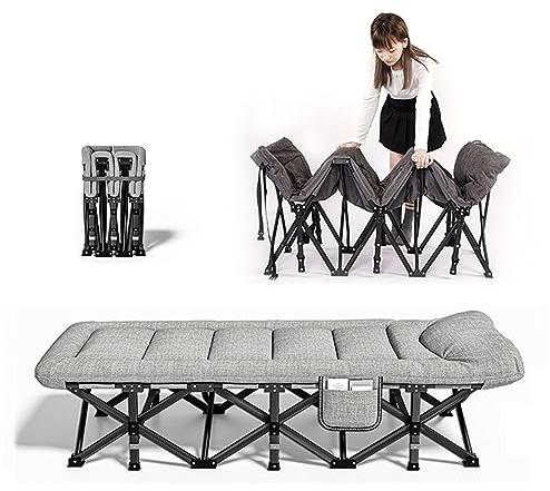 AMOCHO Campingbett for Erwachsene, bequemes, Robustes Gästebett mit Polster und Kissen, zusammenklappbares Campingbett mit Tragetasche, Schlafbetten for Zuhause, Büro, Outdoor