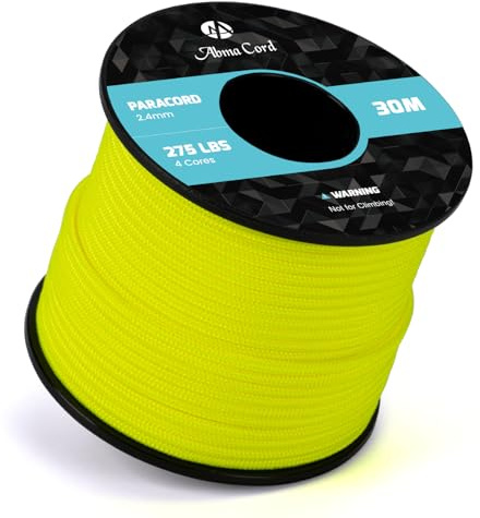 Abma Cord Paracord 275 Nylon Seil 2,4mm 30m Schnur mit 4 Kern | Max 125kg (275lbs), Basteln, Camping, Survival