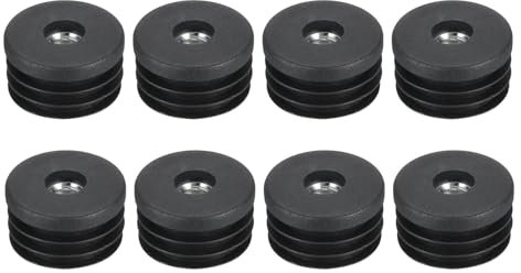 Sourcing Map 8Pcs Inserts for Round Tubes With M8 Thread, 30mm/1.18 OD, Black Plastic Plug Caster Insert Chair End Caps Furniture Leg Plug