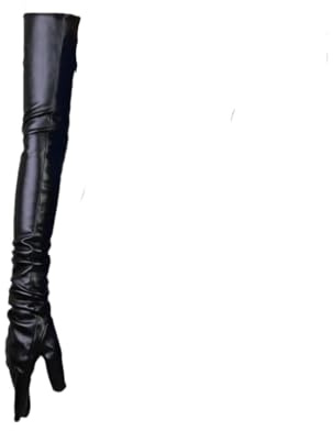 Dcvmvmn Extra lange Lederhandschuhe für Damen, Kunstleder, Schaffell, mattschwarz, PU-Handschuhe, weibliche Touchscreen-Funktion, 70 cm, PU-Schwarz, Größe M, 70 cm, Polyurethan, Schwarz, Medium