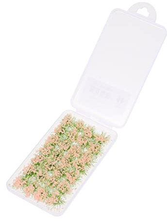 Lurrose Herbes Artificielles Miniatures pour Décor de Jardin, 28 Pièces de Touffes de Fleurs Roses, Accessoires de Modélisme Paysager, Résine Solide, Décoration de Table et Diorama
