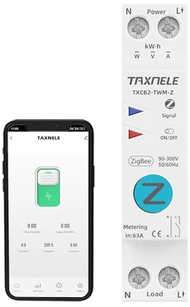 Tuya ZigBee disjoncteur intelligent 1p 63A 90-300V Protection de tension Compteur kWh Smart Living télécommande relais minuterie commande vocale 230v (ZigBee Metering 20A)
