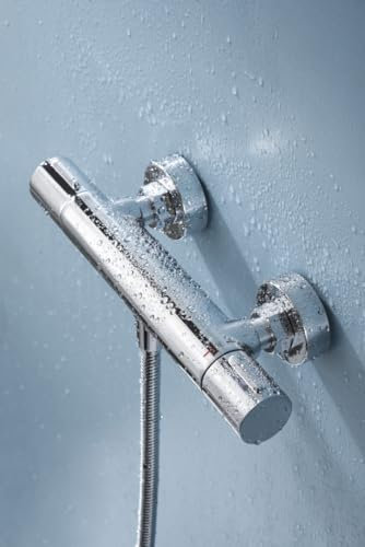 MICE - Rubinetteria termostatica per doccia con manico e flesso in ottone - Rubinetteria bagno con controllo temperatura Cromo BTK017-5ECO