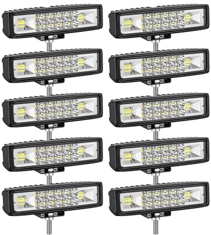 SKYWORLD 10x Faro de trabajo, 15 cm 6 Pulgadas 24W Mini Barra Led Trabajo | 6000K Blanco, IP67 Impermeable, Foco Led 12V 24V para 4x4 Coche Camión Tractor Moto SUV ATV UTV Furgoneta Todoterreno Barco