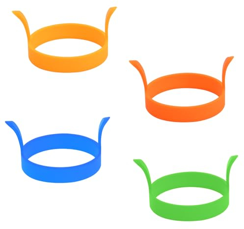 Litinliv 4 Stück Silikon Eierringe, Eierringe Omelettform, Spiegeleiform Ei Ring zum, Mit Griffen Hitzebeständig Omelettform, Spiegeleierformen für Die Pfanne, Pancake, McMuffins (Vier Farben)