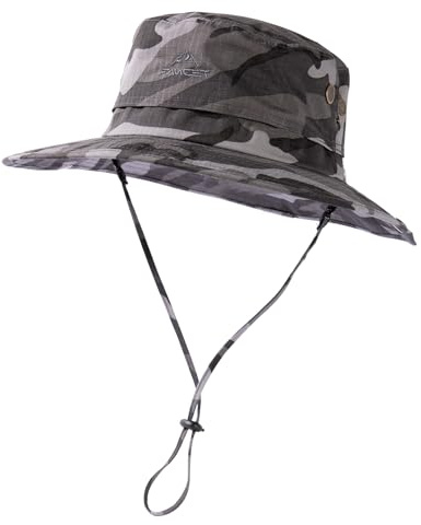 Comhats UPF 50 Sonnenhüte mit breiter Krempe Männer Frauen UV-Schutz, Safari-Hut, zum Angeln, Wandern, Boonie-Hüte mit Kinnriemen, wasserdicht und verstellbar 57-66 cm