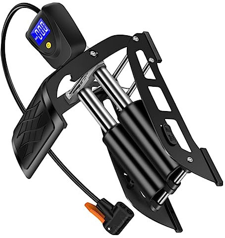Anneome Kleiner Pedal Luftpumpe Fußpumpe Fahrrad Kompressor Digitalanzeige Hochvolt Tragbar für E-Auto Motorrad Basketball Outdoor