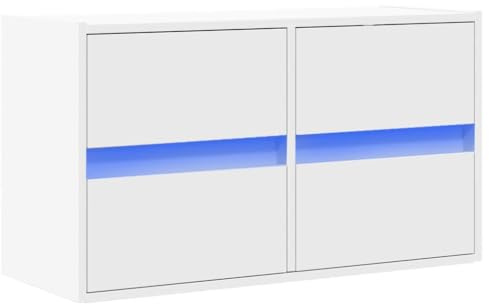 vidaXL Mobile TV a Parete con Luci LED Bianco 80x31x45 cm