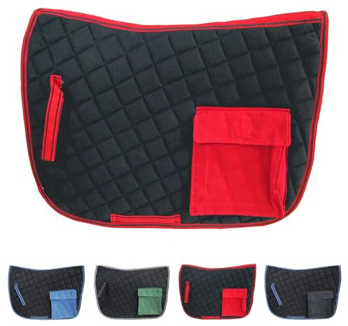 NETPROSHOP Satteldecke Wanderschabracke mit Tasche auf beiden Seiten, für Wanderreiten, Auswahl:schwarz/rot