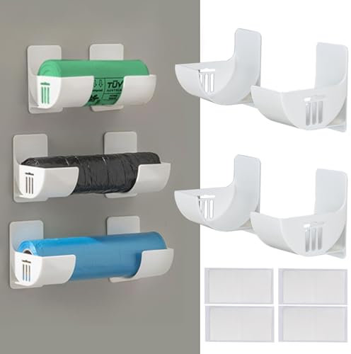 Küchen Organizer Wand 4 Stück Aufbewahrungsbox an der Wand, Aufbewahrungsbox Selbstklebend, Küche Organizer Corner Organizer Für Schranktür Speisekammertür Wand Aufhängen Zinnfolie Wachspapier Weiß