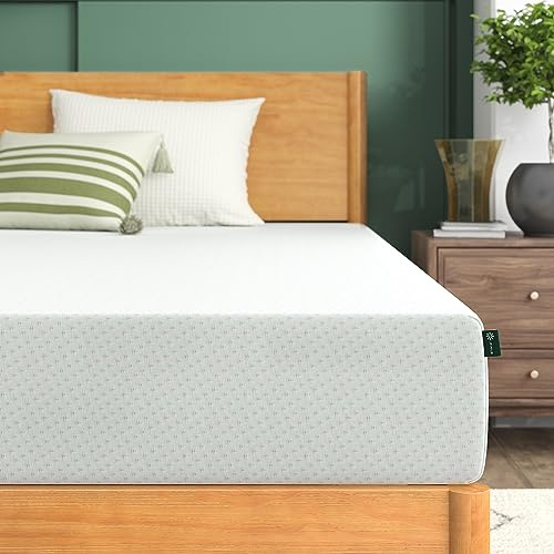 ZINUS Materasso singolo in memory foam, 90 x 190 cm, altezza 20 cm, rigidità media, supporto ortopedico con schiuma confortevole, tè verde, progettato secondo gli standard britannici