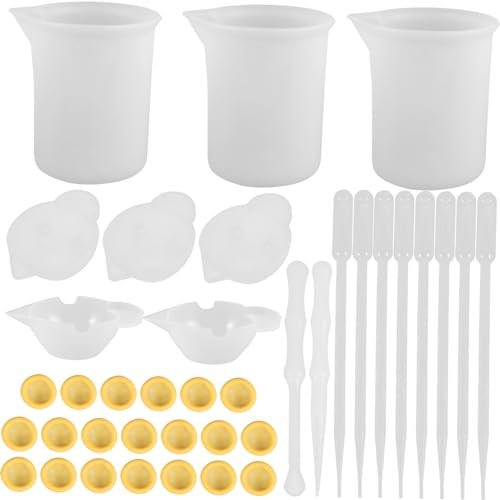 SEWACC Komplettes Set Aus Silikon-rührbechern Rührstäben Und Harzformen Für Kristallhandwerk