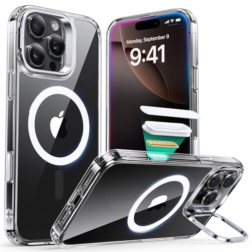 ESR for iPhone 16 Pro Case, Camera Control Compatible with MagSafe, Military-Grade Protective Case, Built-in Stash Stand Phone Case, Scratch-Resistant Back Cover, Classic Series, Clear