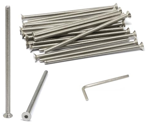 iexcell Juego de 25 tornillos M4 x 90 mm, paso de rosca de 0,7 mm, acero inoxidable 304, cabeza plana, tornillos y tornillos
