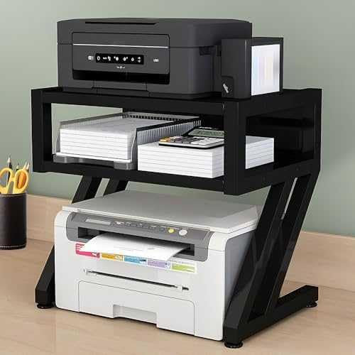 Desktop-Druckerständer mit rutschfester Matte, einfache Installation, 2 Ebenen, multifunktionales Regal für Laserdrucker, Faxgerät, Scanner, Kopierer, Mikrowelle, kleines Regal