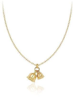 Geschenk Blume Glocke Anhänger Halskette für Frauen Synthese Stahl Gold - Kreativer Luxus Bankett Schmuck Geschenk