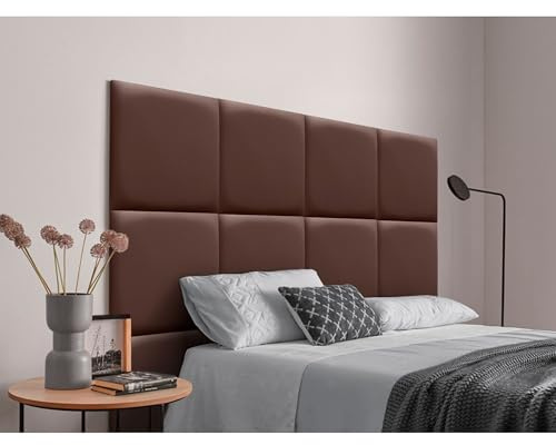 DHOME Gepolstertes Kopfteil aus austauschbaren selbstklebenden Paneelen aus Kunstleder für luxuriöse Betten und gepolsterte Schlafzimmer (Schokolade, 160cm)