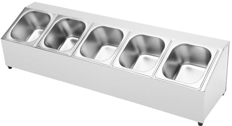 WAPHOERTE Pizza Zutatenbehälter Edelstahl Behälter mit Deckel | Gastro Zutatenbehälter Beilagenbehälter Pizza Belegstation 5 Stück 2L Gewürzboxenalle für Lebensmitteln