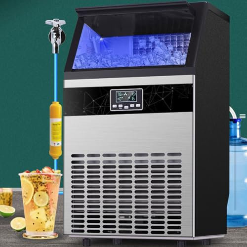 Máquina para fabricar hielo comercial, máquina para fabricar cubitos de hielo de 100 kg/24 h, capacidad de almacenamiento de hielo de 15 kg, refrigeración con control digital, máquina para fabricar