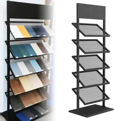 Présentoir pour carrelage de Sol, présentoir en Porcelaine, Support de Rangement pour carrelage de Sol en métal à 5 Niveaux, adapté aux salles d'exposition (Noir 47 x 35 x 150 cm)