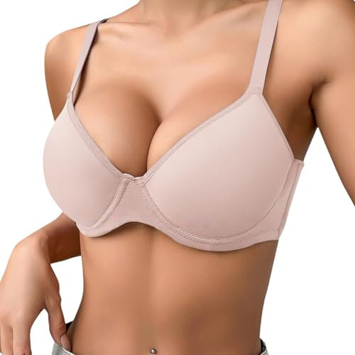1 4 Cup Bra Ladies Stretch Bras Womens Workout Tops Size L Full Cup Minimiser UK 34A Pack with Clear Straps Underwear Sets Women 5D Shaping Push Up Pink 75C