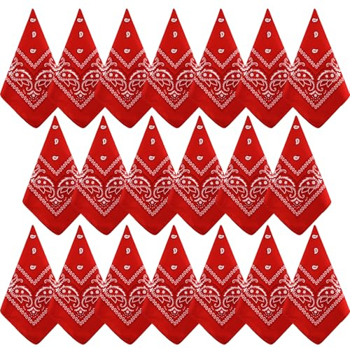 NACHLYNN 10pcs Paisley Bandanas Assorted Bandanas Cowboy Polyester Headbands Square Scarf Headwear (20, Red)