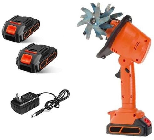 Cordless Mini Tiller Cultivator,Electric Garden Rotavator with Rechargeable Lithium Battery,235rpm,4 Rows of Tines,for Effortless Gardening