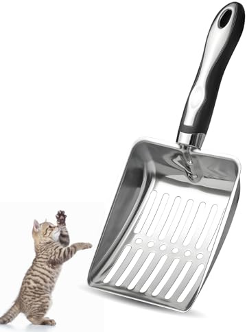 Suuwwn Katzenstreuschaufel, Katzenstreu-Schaufel aus Edelstahl Katzenklo Schaufel Metall Antihaft-katzenstreuschaufel für Katzentoilette, Katzen, Hund