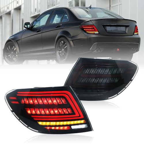CKCD LED Rückleuchte kompatibel mit Mercedes-Benz C-Class W204 C250 C350 C63 2007-2014, mit Animation, Paar (links und rechts)