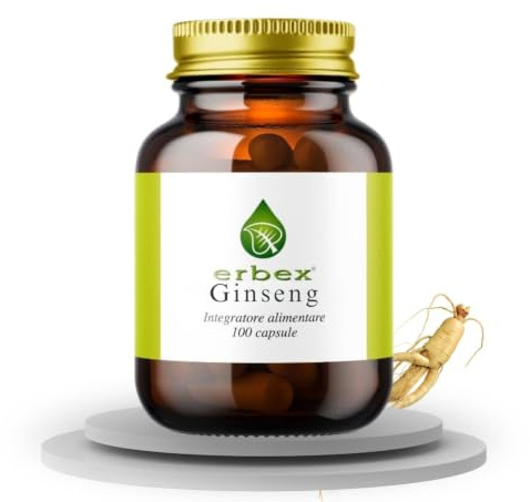 ERBEX - Ginseng 100 Capsule | 12% Ginsenosidi | Tono ed Energia