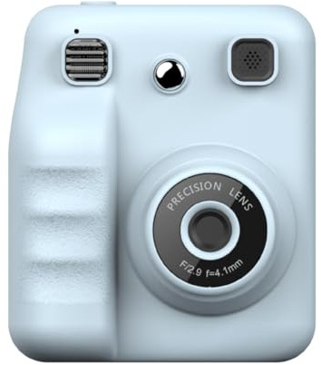 Agwuoetr Caméra Vidéo Numérique 1080p Caméra à Imprimé Instantané HD pour Enfants Enfants Cadeaux de Tout-Petits Numériques pour 3-12 Ans Filles Garçons Bleu
