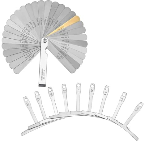 FRCOLOR Strumento di Misura per Chitarra in Acciaio Inossidabile Calibro di Raggio e Spessimetro per Corde, Comodo da Trasportare, per Riparazioni e Regolazioni