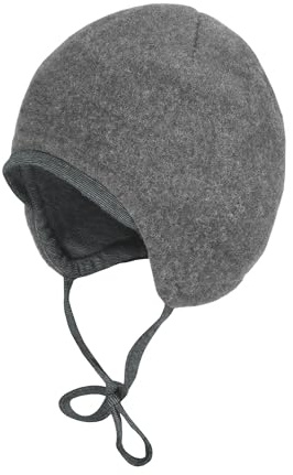 maximo GOTS Baby-Mütze,Wollfleece Jerseyfutter, Bindeband