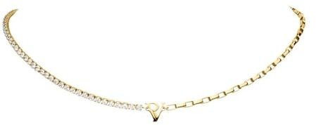 PAUL VALENTINE - Damen Halskette Edelstahl - mit Zirkonia Stein - PV Logo Anhänger
