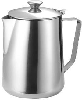 NiuLumea Brocca per schiumalatte in acciaio inox 350/600/1000/1500/2000 ml per cappuccino latte espresso con coperchio, caraffa graduata in stile barista