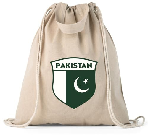 Sac de Sport Unisexe en toile avec Cordon de serrage, aux couleurs du Pakistan, pour Hommes, Femmes, Enfants | Drapeau Pakistanais | Coupe du Monde 2026 (Sac de Cordon Organic Natural Multicolore)
