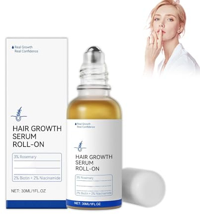 Siero per La Crescita Dei Capelli Roll-On30ml, Siero per La Crescita Dei Capelli, Mantiene Il Cuoio Capelluto Pulito E Non Grasso, Per Capelli Con Biotina E Rosmarino per Uomo E Donna