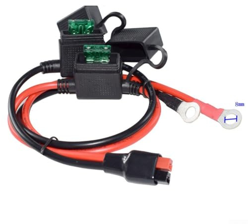 30 A für Anderson auf O-Typ Terminal Anschlusskabel mit Sicherung, 0,6 m mit Inline-Sicherung, verzinntes Kupfer, 10 AWG, gebrauchsfertig für Wohnmobil, netzunabhängige Stromversorgung, Seilwinde