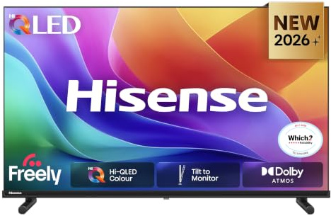 Hisense 32 32A5STUK Hi-QLED Full HD Smart TV with Freely, Netflix, Disney+ and YouTube - Hi-QLED Colour, Dolby Atmos, Tilt to Monitor, FHD Resolution, Noise Reduction, High Contrast, Game Mode