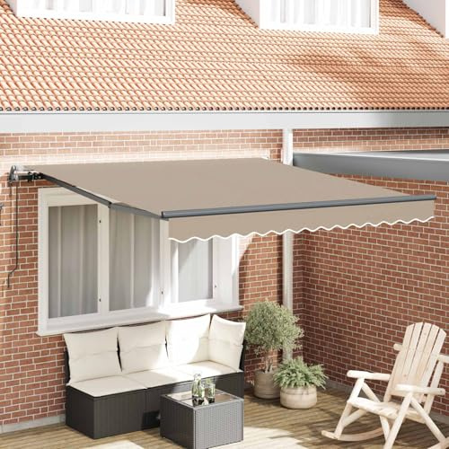 Brokky Toldo Motorizado 3X 2.5 m con Mando a Distancia Toldo de Exterior Terraza Enrollable con Manivela Marco de Aluminio para Terraza, Jardín-Beige-300 x 250 cm