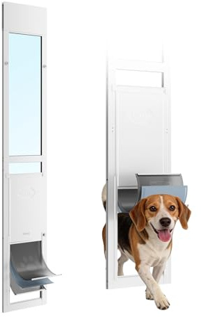 VEVOR Sportello Animali per Porte Scorrevoli, Altezza Regolabile da 1927 mm a 2049 mm, Telaio in Lega di Alluminio con Sportello Cerniera Girevole e Chiusura di Sicurezza, per Cani Grandi in Affitti